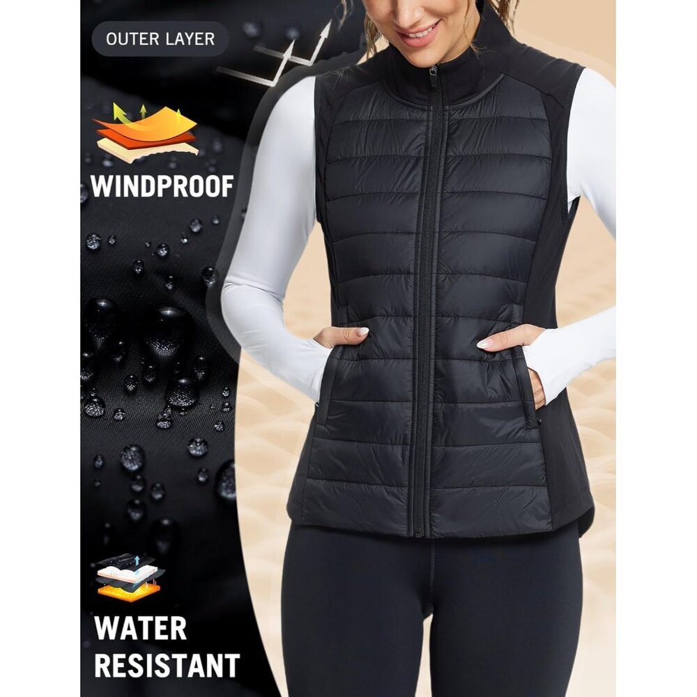 Women's Lightweight Water Resistant Puffer Vest Warm Sleeveless Jacket - Picture 6 of 7